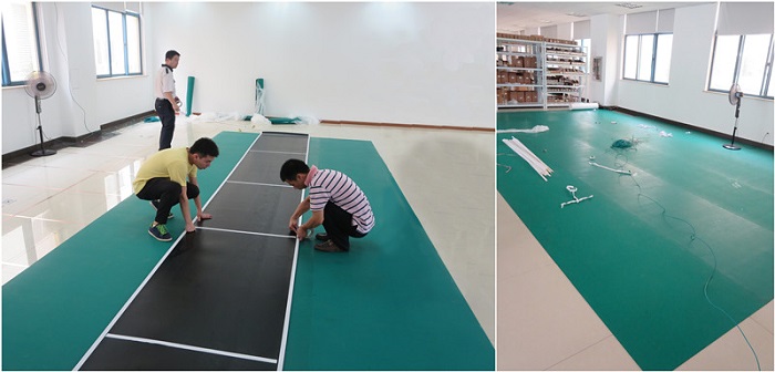 創(chuàng)選寶綠色防靜電橡膠地墊電子車間應(yīng)用圖