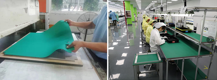 創(chuàng)選寶綠色防靜電皮工作臺應(yīng)用圖